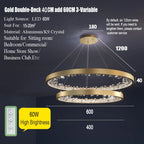 Crystal LED Chandelier Circle Hanging Lamp - Modern Luxury Dimmable Lighting
