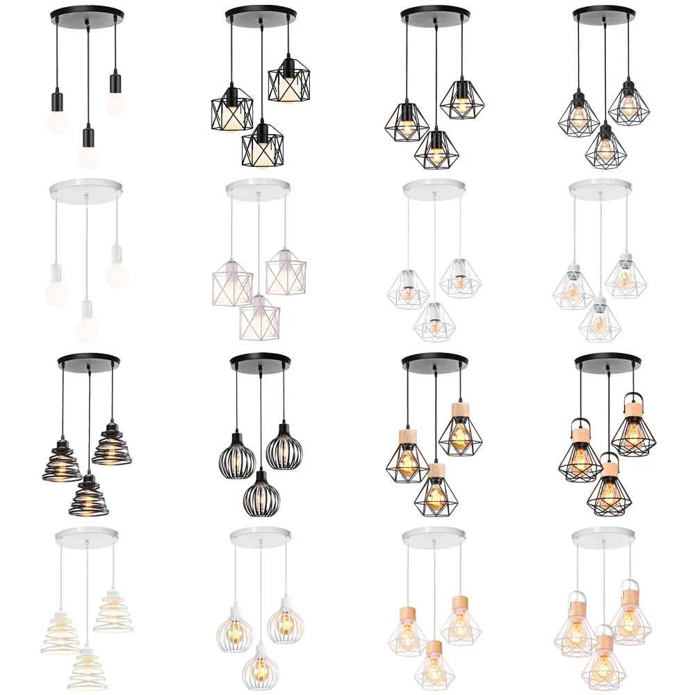 Wrought Iron Caged Pendant Light for Industrial Style Decor