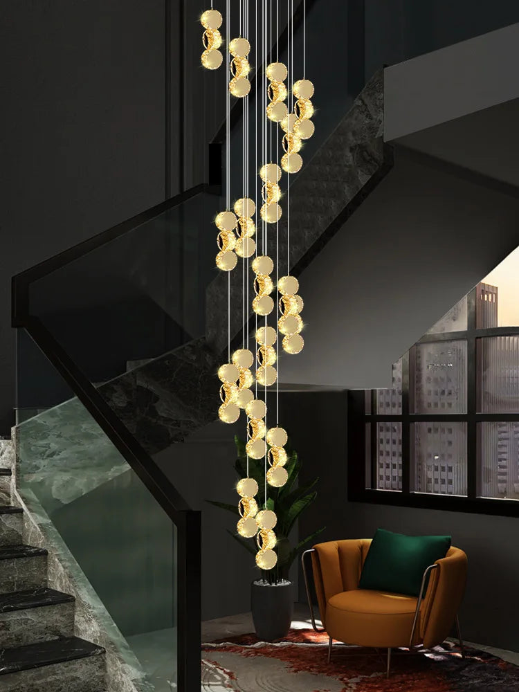 Gold Crystal Chandeliers LED Pendant Lamp for Modern Living Spaces