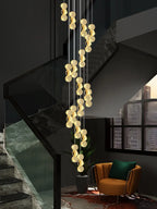 Gold Crystal Chandeliers LED Pendant Lamp for Modern Living Spaces