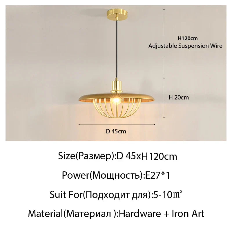 Walnut Metal Saucer Pendant Light - LED Hanging Lamp for Modern Home Decor