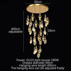Elegant Diamond Crystal Chandelier LED Light Fixture Gold Home Decor