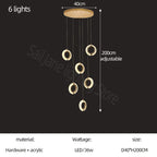 Modern Ring Chandelier for Living Room, Dining Room, Bedroom, Kitchen, and Attic