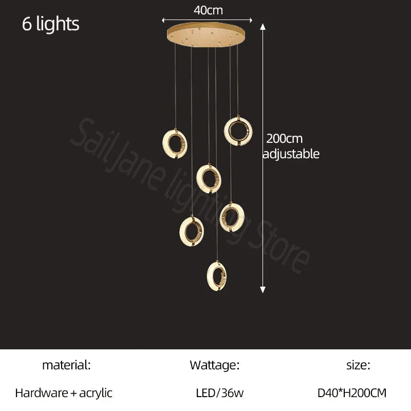 Modern Ring Chandelier for Living Room, Dining Room, Bedroom, Kitchen, and Attic