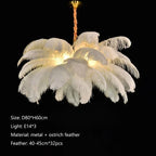 Ostrich Feather LED Pendant Lamp for Living Room or Bedroom Decor