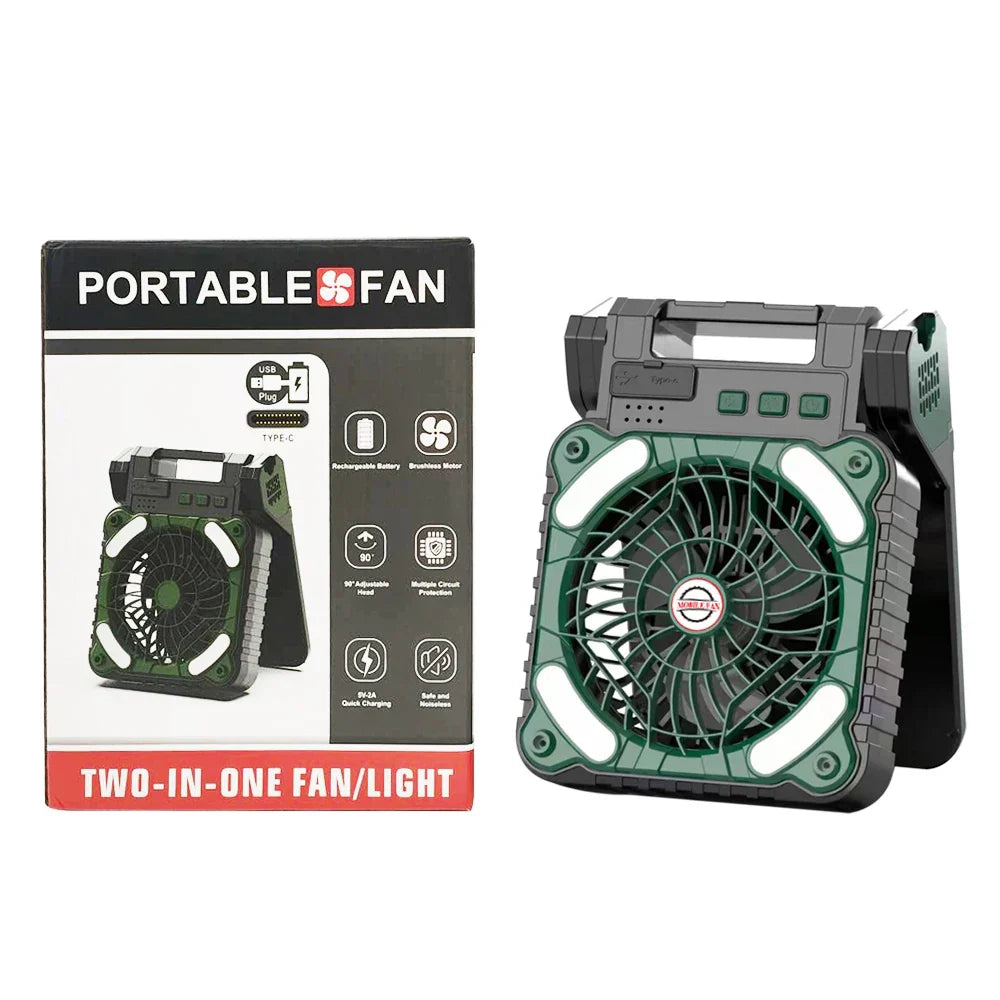 Solar Fan Camping Light: Portable Desk Lamp, 4 Speeds, Rechargeable for Outages & Outdoor Retreats