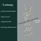 Gold Branch LED Chandelier for Duplex Villa Staircase - Modern Indoor Lighting