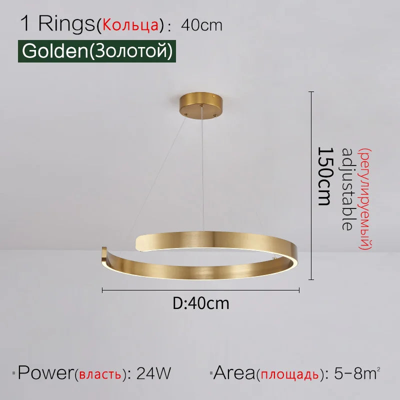 Round Ring LED Chandelier for Dining Room Bedroom Living Room Modern Nordic Decor