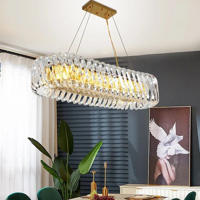 Oval Crystal Chandelier for Living Room Bedroom Study Lighting