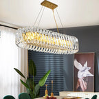 Oval Crystal Chandelier for Living Room Bedroom Study Lighting