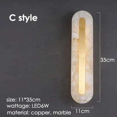 Marble Wall Light: Modern Copper Gold LED Sconce for Bedroom Hotel Corridors