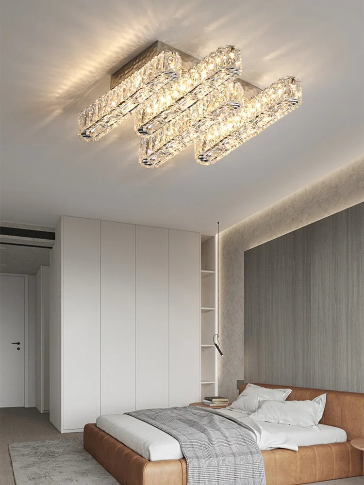 Crystal Chandelier Lights for Living Dining Bedroom LED Dimmable Lustre Lighting
