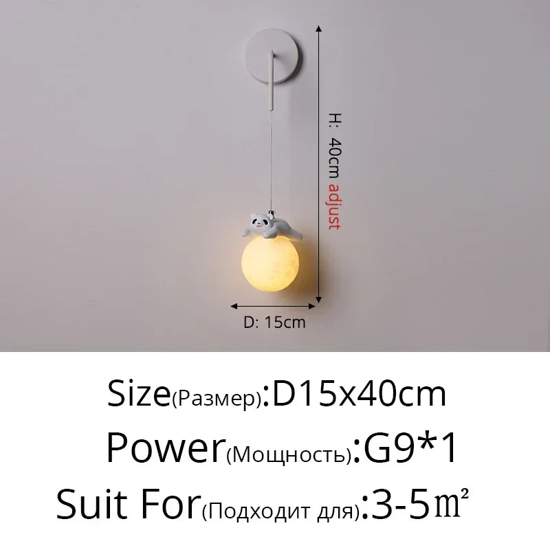 Bear Bedroom Wall Lamp: Modern Chandelier for Living Room, Study & Dining Room