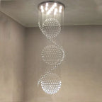 Modern Crystal Double Staircase Chandelier LED Pendant Lights for Villa Hall