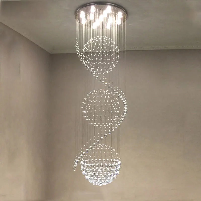 ModernCrystal LED Staircase Chandelier: Stylish Home & Hotel Hall Villa Lighting