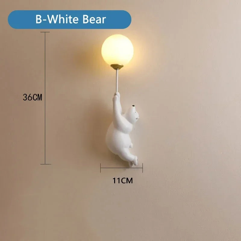 Kids Bear Wall Light Moon Decor for Girl Bedroom
