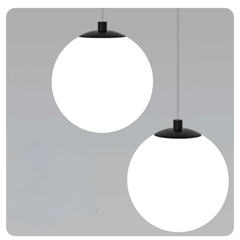 Double Glass Ball Pendant Light Fixture for Bedroom Ceiling Lighting
