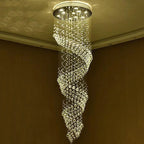 Spiral Crystal Chandelier: Modern Luxury LED Lighting for Corridors