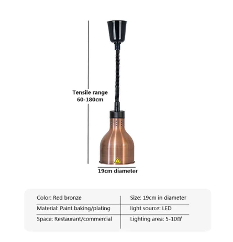 Electric Food Heat Lamp: Telescopic Pendant Light for Restaurant's Kitchen Fixtures