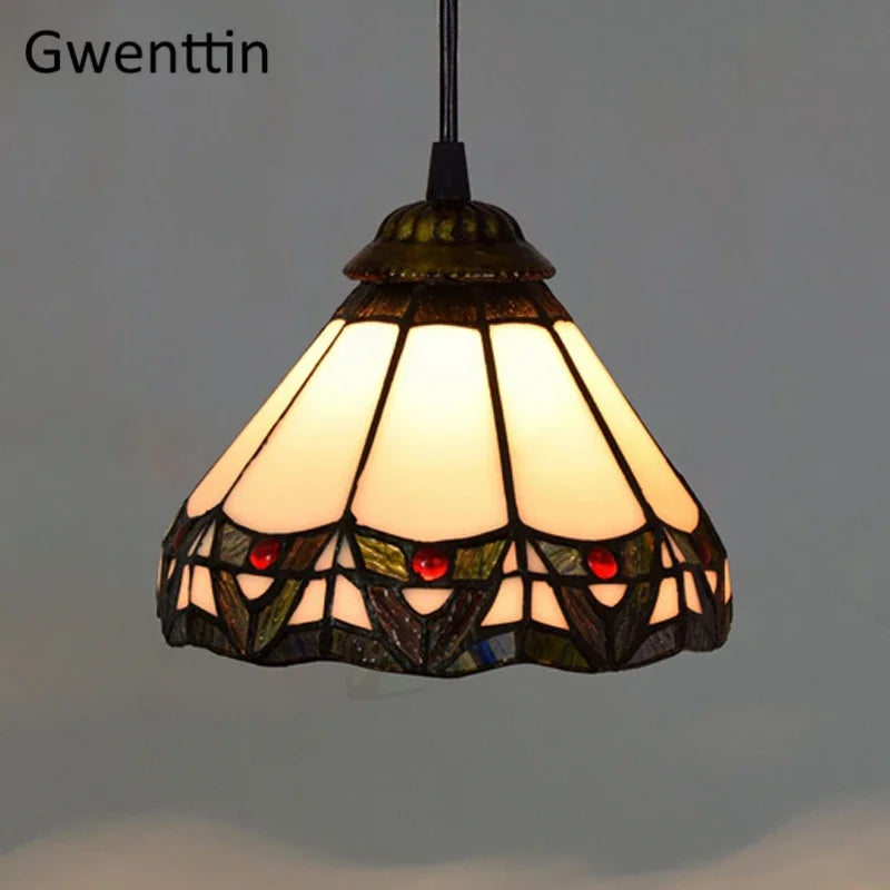 Tiffany Pendant Lights: Stained Glass Hanging Lamp for Mediterranean Loft Home Decor