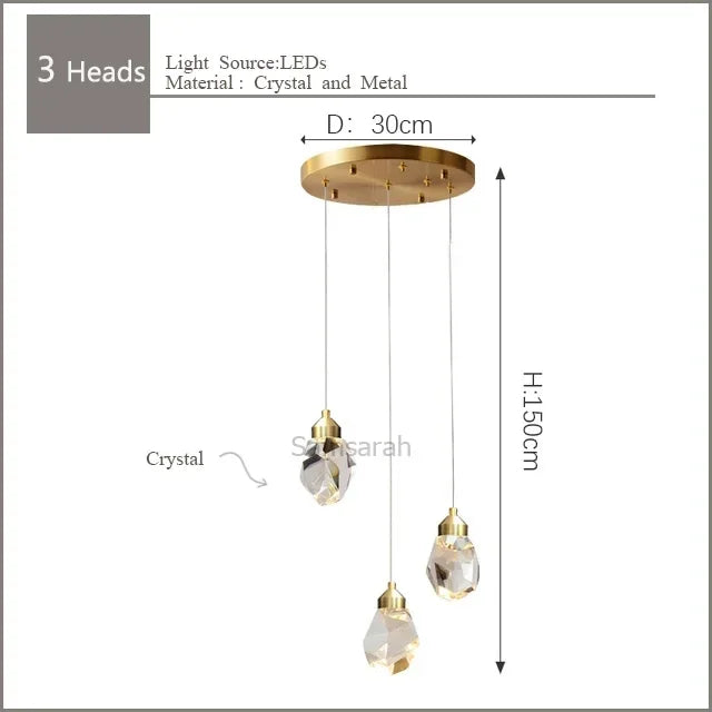 Nordic Crystal Chandelier for Duplex Villa Stair Living Dining Exhibition Hall