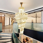 Crystal Spiral Staircase Chandelier for High-end Sales Office Hall Lighting
