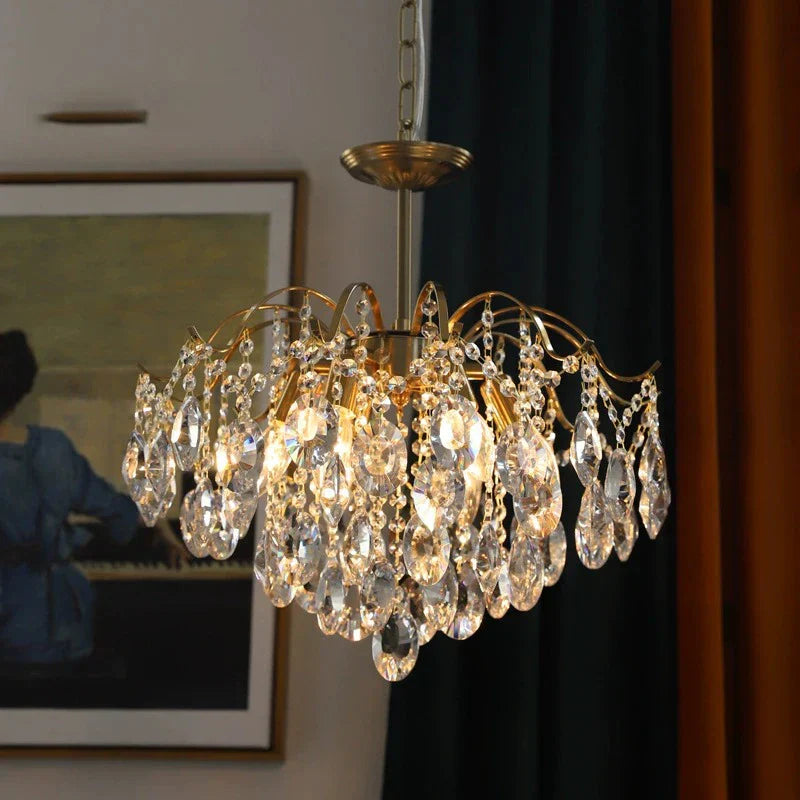 Retro Crystal Chandelier Pendant Light for Home Decor Luxe Living Room Bedroom