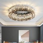 Smoke Grey Crystal Ceiling Lights: Modern LED Room Lamp for Living Room, Kitchen, Bedroom