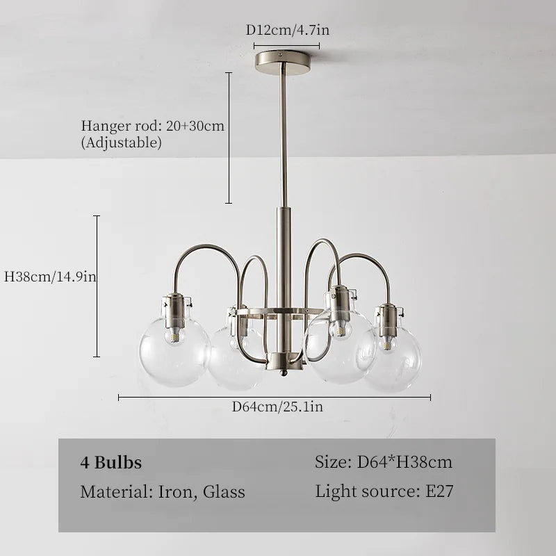 Glass LED Chandelier: Retro Bauhaus Design for Living Room, Bedroom, Kitchen, or Dining Table