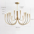 Nordic LED Glod Chandelier Retro Hanging Pendant Lamp for Living Room Decor