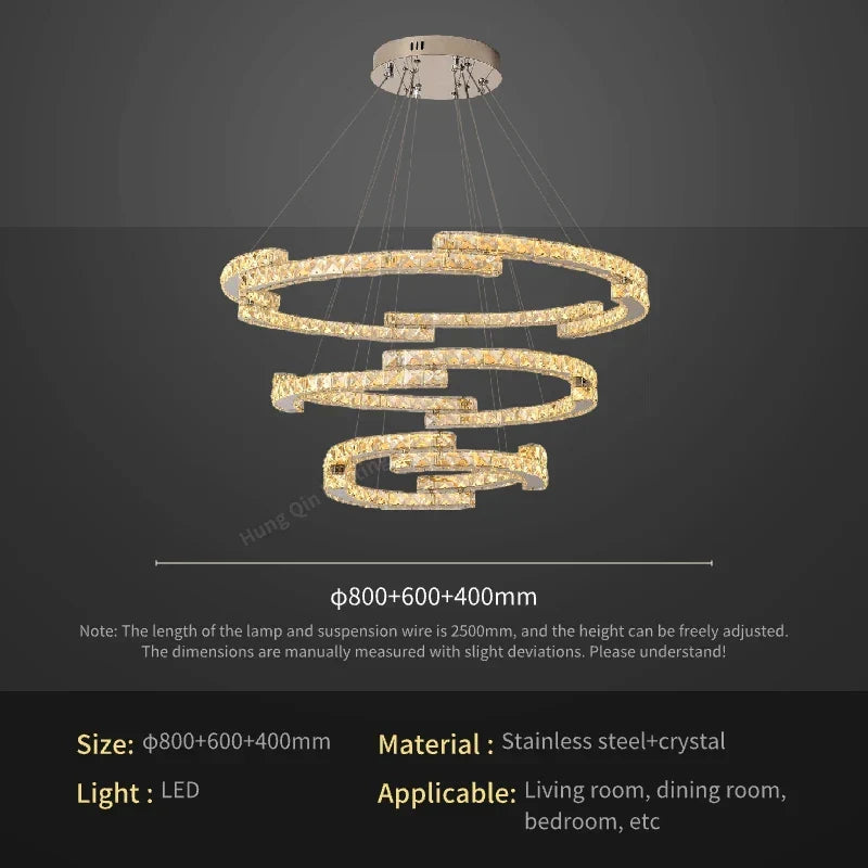 Circular Crystal Pendant Light Chandelier for Living Room