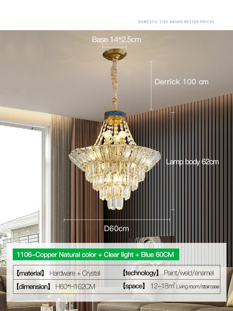 Crystal Duplex Chandelier: Modern & Elegant for Hotels, Villas, & Living Spaces