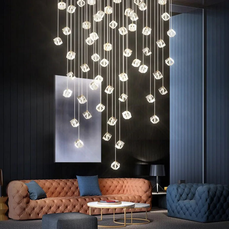 Luxury Crystal LED Chandelier for Staircase - Modern Indoor Stair Lighting