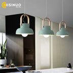 Nordic Wooden Pendant Light E27 Hanging Lamp for Interior Bedroom Kitchen Dining