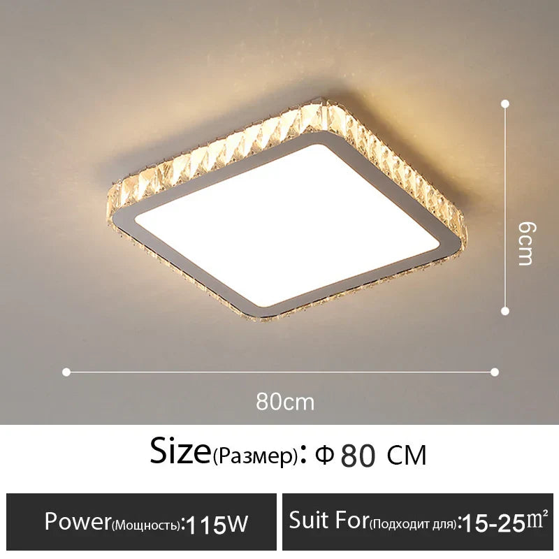 Crystal LED Ceiling Lamp: Luxury Golden Glossy Lighting Fixture for Living Room