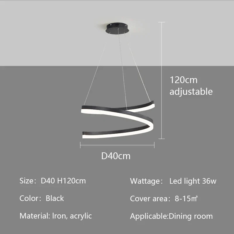 Nordic LED Pendant Lights Dimmable Chandelier Ring Lamp Fixture