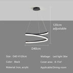 Nordic LED Pendant Lights Dimmable Chandelier Ring Lamp Fixture