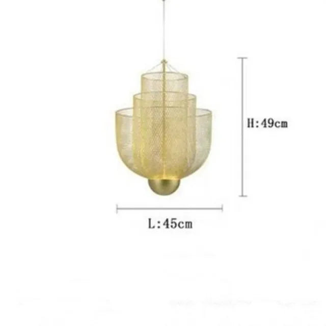 Meshmatics Birdcage Chandelier: Modern Dimmable Pendant Light in Golden & Silver