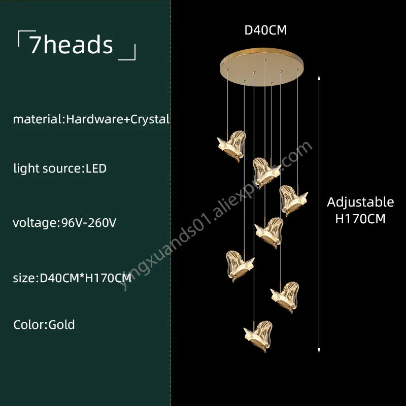 Crystal Chandelier: Modern Luxury Pendant Lights for Living Room, Staircase, Villa