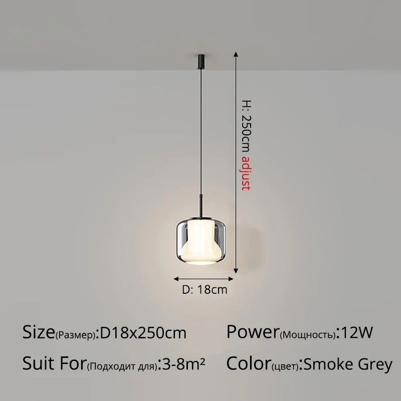 Nordic Glass Pendant Light LED Mini Copper for Bedroom, Living Room, Dining Table