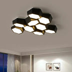 Hexagon LED Ceiling Lights, Smart Control Dimmable Chandelier for Living Room & Bedroom
