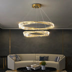 LED Crystal Chandelier Dimmable Luxe Halo Alloy Fixture