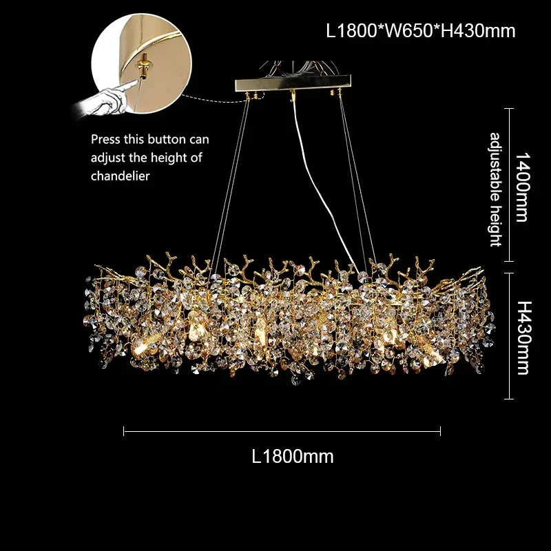 Crystal Sunflower Branch Chandelier: Luxurious Indoor Branch-Shaped Light