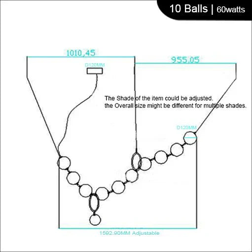 Glass Ball Chandelier: Modern LED Dining Table Lighting for Living Room, Bedroom, Villa.