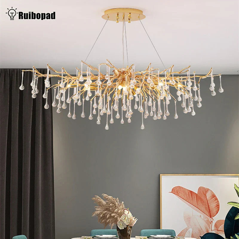 Elegant Gold Crystal Chandelier for Modern Luxury Living Spaces