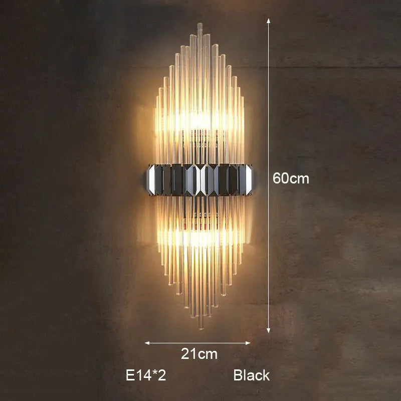 Crystal Strip LED Wall Lamp for Living Room, Bedroom, Study, Balcony Lighting