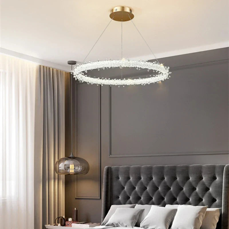 Nordic K9 Crystal Round LED Chandelier for Home, Hotel, & Office