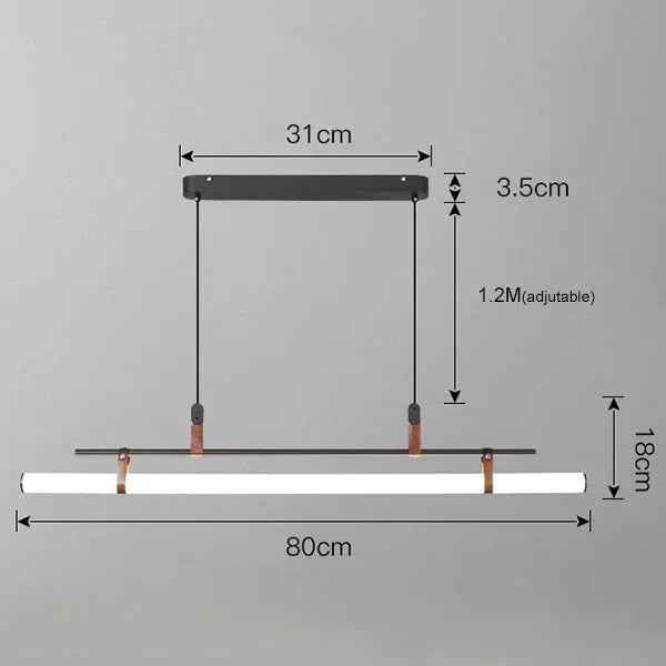 Eden Modern Black Gold Leather Tube LED Pendant Chandelier