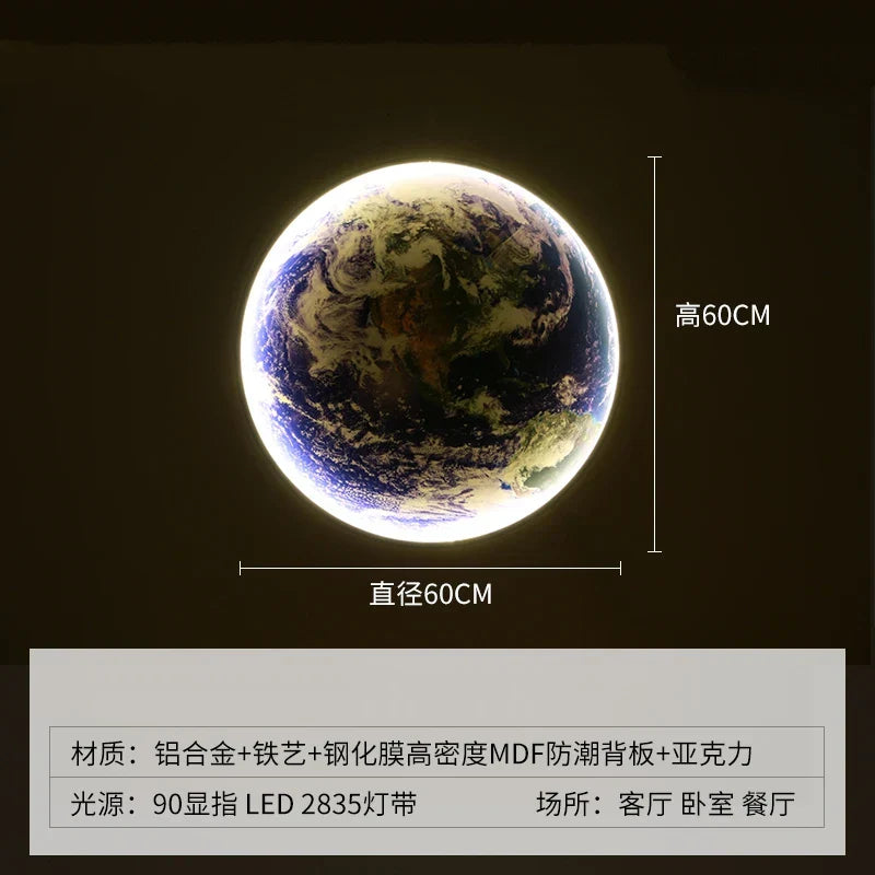 LED Luxury Earth Wall Lamp for Living Room Bedroom Decoration