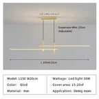 Simple Lines LED Chandelier for Dining Room and Bar Counter